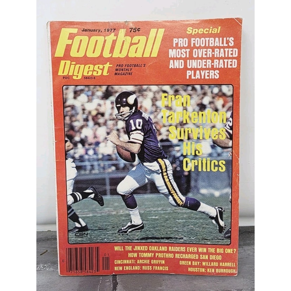 NFL Football 1974 Readers Digest Fran Tarkenton Minnesota Vikings‎ Vintage
